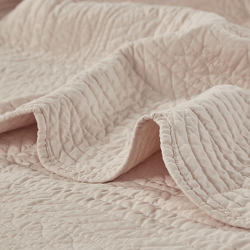 Madison Park Daybed Cover Set-Trendy Damask Quilting with Scalloped Edges All Season Luxury Bedding with Bedskirt, Matching Shams, Decorative Pillow, 75"x39", Tuscany Blush, 6 Piece Madison Park
