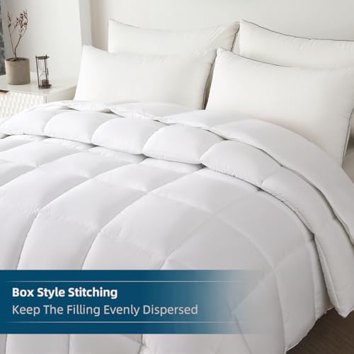 STWIENER Oversized King Comforter 120x98, Extra Large Super King, Lightweight Soft Quilted Down-Alternative Duvet Insert, Fluffy Breathable Microfiber with 8 Corner Tabs, All Season Bedding White STWIENER