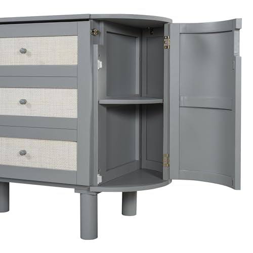 Harper & Bright Designs Full Murphy Bed with Hidden Storage & Modern Woven Design, Gray