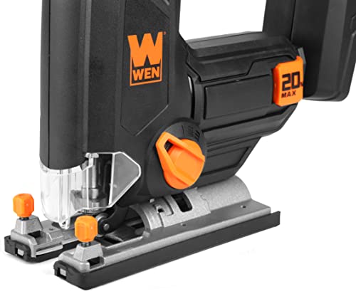 WEN Cordless Jigsaw, Variable Speed with 20V Max 2.0 Ah Lithium Ion Battery and Charger (20661) WEN