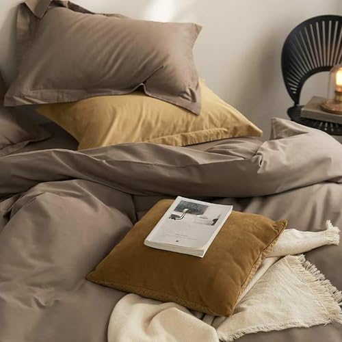 Nanko King Size Comforter Set Brown, All Season Soft Down Alternative Duvet Insert, Microfiber Filling Bed Sets, Modern Farmhouse Bedding Sets in a Bag for Women Men 104 x 90 inch 3 PCS Dark Coffee Nanko