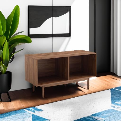 Crosley Furniture Liam Medium Vinyl Record Storage TV Stand and Entertainment Center, Media Console, Walnut Crosley Furniture