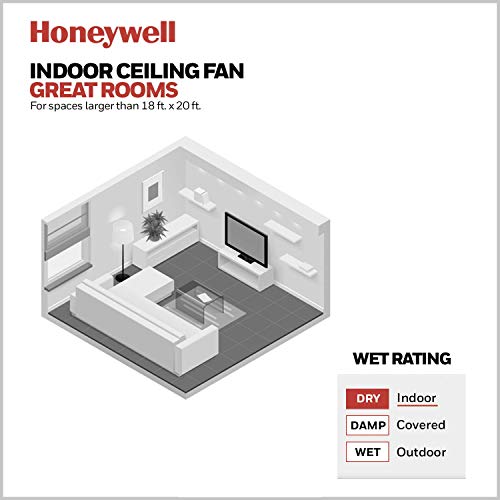 Honeywell Ceiling Fans Xerxes Modern 62 Inch Ceiling Fan with Light, LED Fan with Remote Control, Indoor Fan, 8 Contemporary Blades with Dark Wood and Pine Finish Options, Bronze (51926-01) Honeywell