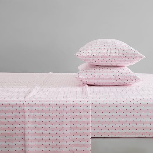 Betsey Johnson - King Size Sheet Set, Ultra-Soft Bedding with Smooth & Silky Feel, Deep Pockets, Bed Sheets with Matching Fitted Sheet & Pillowcases (Wonderland Stripe Pink) Betsey Johnson