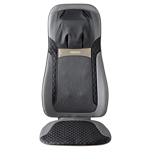 HoMedics Back Massager with Heat, Shiatsu Elite II Heated Neck and Back Massage Cushion. 3 Different Massage Styles and 3 Massage Zones. Comes with Controller and Chair Straps Homedics