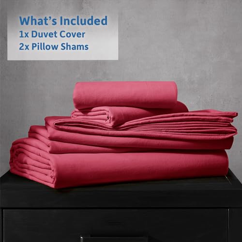 Hearth & Harbor Full Duvet Cover Set - Full Soft Prewashed Burgundy Red Duvet Cover, 3 Piece Set with Zipper Closure, 1 Duvet Cover 80x90 inches and 2 Pillow Shams Hearth & Harbor