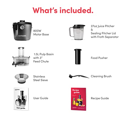 NutriBullet Juicer Centrifugal Juicer Machine for Fruit, Vegetables, and Food Prep, 27 Ounces/1.5 Liters, 800 Watts, Gray NBJ50100 NutriBullet