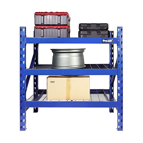 Pro-LifT Garage Storage Shelves - Heavy Duty 3-Tier Adjustable Metal Wire Shelving Units with 3000 lbs Total Capacity for Garage Basement Racking Organization - 48" H X 48" W X 24" D Pro-LifT