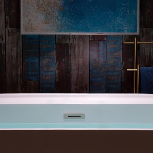 WOODBRIDGE 59" Acrylic Freestanding Bathtub Contemporary Soaking White Tub with Chrome Overflow and Drain,B0064-C WOODBRIDGE