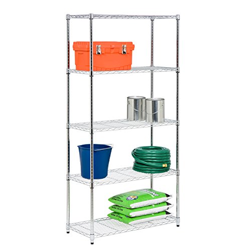 Honey-Can-Do 5-Tier Adjustable Shelving Unit, Chrome SHF-09685 Chrome, 1750lbs (350-lb Weight Capacity Per Shelf) Honey-Can-Do