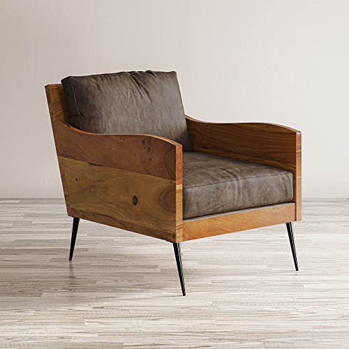 Jofran Karma Genuine Leather Live Edge Accent Chair, Bourbon Jofran Inc.