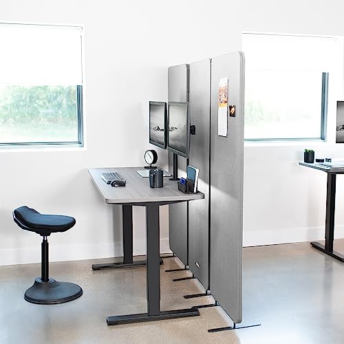 VIVO Freestanding 72 x 66 inch Privacy Panel, Cubicle Divider, Acoustic Wall Partition, x3 24 inch Panels, Gray, PP-3-T072G VIVO
