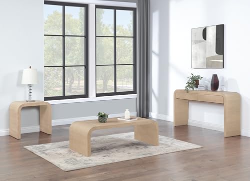 Meridian Furniture 272-S Cresthill Collection Mid-Century Modern Console Table with Oak Wood, Natural White Oak Finish, Curved Art Deco Design, 54" W x 14" D x 30" H, White Meridian Furniture