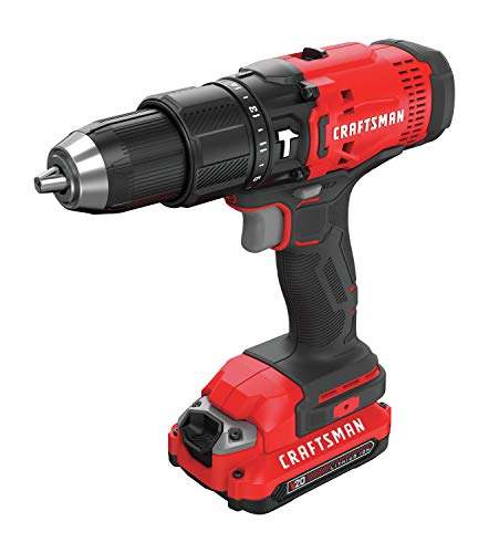 CRAFTSMAN V20 Cordless Hammer Drill Kit, 1/2 inch, 2 Batteries and Charger Included (CMCD711C2) CRAFTSMAN