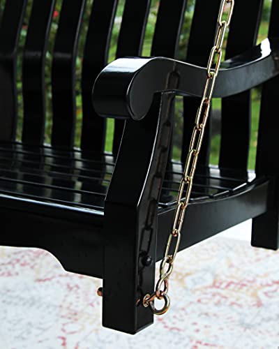 Bonn Mahogany Wood Black Porch Swing Cambridge Casual