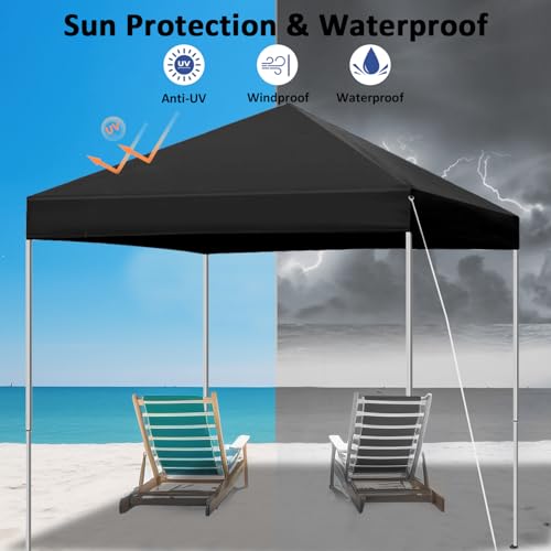 10x10 Pop Up Canopy Tent, Outdoor Canopy for Patio with Roller Bag, 3 Adjustable Heights, Outdoor Tent Canopy for Backyard/Bench/Garden,Black SAILARY