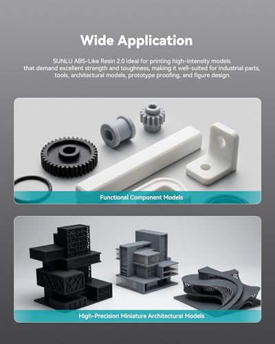 SUNLU ABS-Like 3D Printer Resin 2.0, Smooth Matte Surface, Perfect for high-Detail Models, 405nm UV Photopolymer Resin, Non-Brittle & Low Odor, 1000G Dark Grey