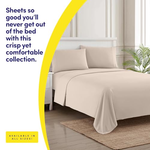 1500 Supreme Collection Queen Sheet Sets Beige Cream - Luxury Hotel Bed Sheets and Pillowcase Set for Queen Mattress - Extra Soft, Elastic Corner Straps, Deep Pocket Sheets, Queen Beige Cream Sweet Home Collection