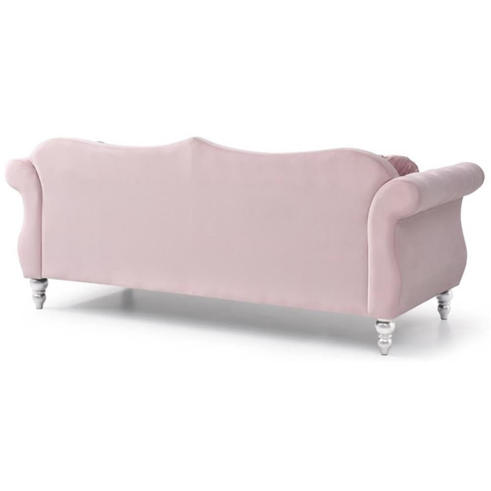 Home Square 2-Piece Furniture Set with Sofa and Chair in Pink Home Square