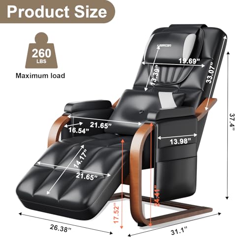 LEERCON Massage Chair Full Body, L-Track 4D Zero Gravity Shiatsu Heating Massage Recliner Chair,PU Leather,Adjustable Footrest for Study, Office, Living Room, Assembly Required LEERCON