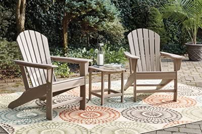 Signature Design by Ashley Sundown Treasure Outdoor Patio HDPE Adirondack Chair, Light Brown Signature Design by Ashley