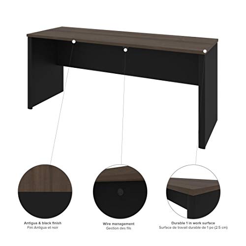 Bestar Connexion 72W U-Shaped Executive Desk with Lateral File Cabinet in Antigua & Black Bestar