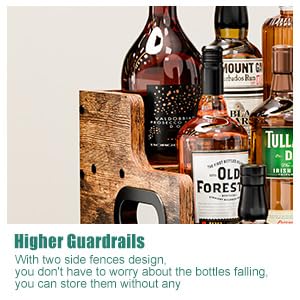 KLM Liquor Bottle Display Shelf, Coffee Syrup Rack Organizer, 3 Step Countertop Liquor Wine Rack, mini bar,liquor cabinet, Home Retro Bar Shelf Stand for Liquor Whiskey, Spirits KLM