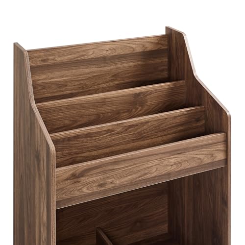 Crosley Furniture Liam Vinyl Record Storage Stand, Tiered Storage Shelves for Records, Walnut Crosley Furniture