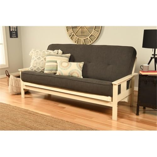 Pemberly Row 8" Full Size Spring Futon Mattress Replacement, Linen Sleeper Sofa Bed Mattress, Charcoal Gray-Frame Not Included Pemberly Row