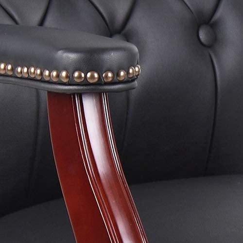 LIFE SKY Leather Armchair for Office Reception - Classic Tufted Guest Chair with Wooden Frame & Brass Nail Head Trim - Professional Waiting Room & Home Study Seating for Consultants LIFE SKY