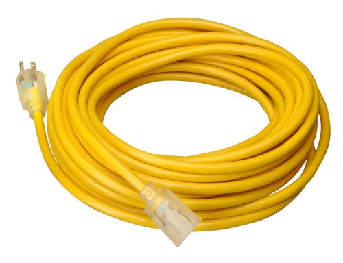 Woods 02689 Southwire Extra Heavy Duty Extension, 100Ft, 10 Gauge, 3 Conductor, Outdoor Cord, Lighted End, SJTW, Yellow, 100 Feet Woods