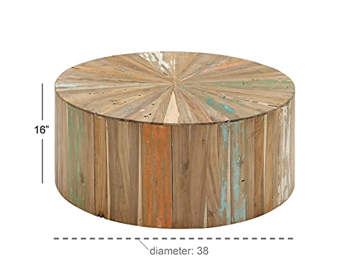 Deco 79 Reclaimed Wood Geometric Handmade Living Room Coffee, Center Table 38" x 38" x 16", Brown Deco 79