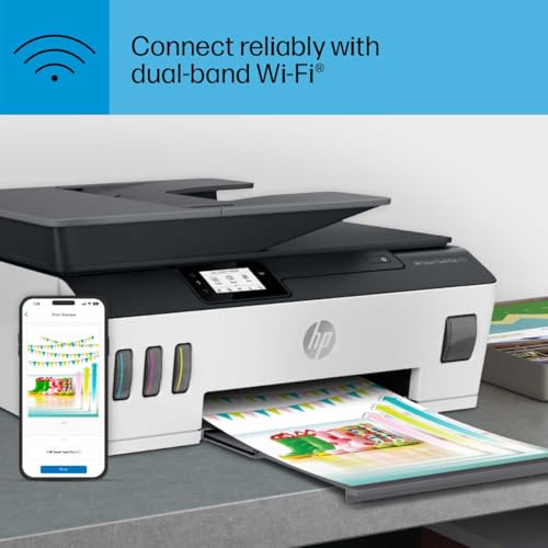 HP Smart -Tank Plus 651 Wireless All-in-One Ink -Tank Printer, up to 2 Years of Ink in Bottles, Auto Document Feeder, Mobile Print, Scan, Copy, Works with Alexa (7XV38A) HP