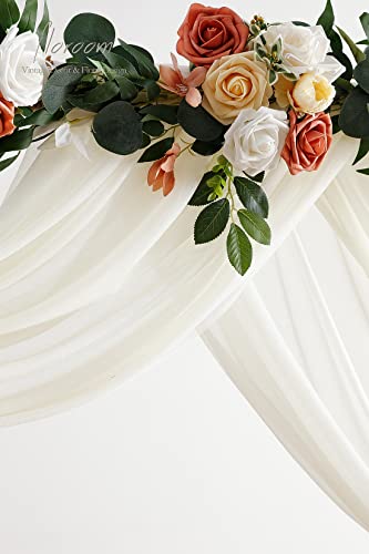 Floroom Wedding Arch Draping Fabric 2 Panels 20Ft Ivory Chiffon Fabric Drapes Arbor Drapery Wedding Ceremony Reception Swag Decorations Floroom