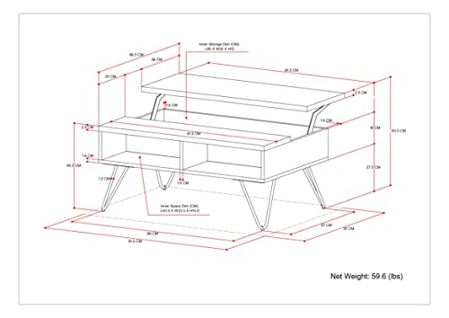 SIMPLIHOME Hunter Small Lift Top Coffee Table - 36 inch Wide Solid Mango Wood and Metal Industrial Cocktail Table in Natural, Living Room Table with Hidden Storage, 2 Cubbies, and Hairpin Legs SIMPLIHOME