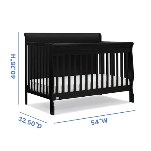 Delta Children Simmons Kids Carter 6-in-1 Convertible Crib - Greenguard Gold Certified, Black Ebony Delta Children