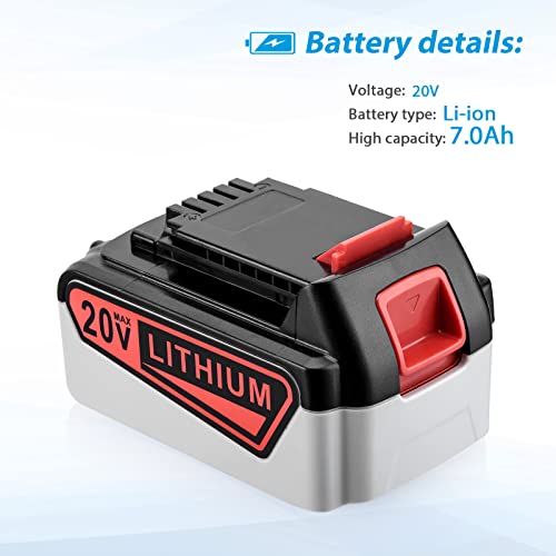 Powerextra 20V 7.0Ah Replacement Battery for Black and Decker 20V Cordless Power Tool 20 Volt MAX Lithium Ion Battery LBXR20 LB20 LBX20 LBXR2020-OPE LBXR20B-2 LB2X4020 Powerextra