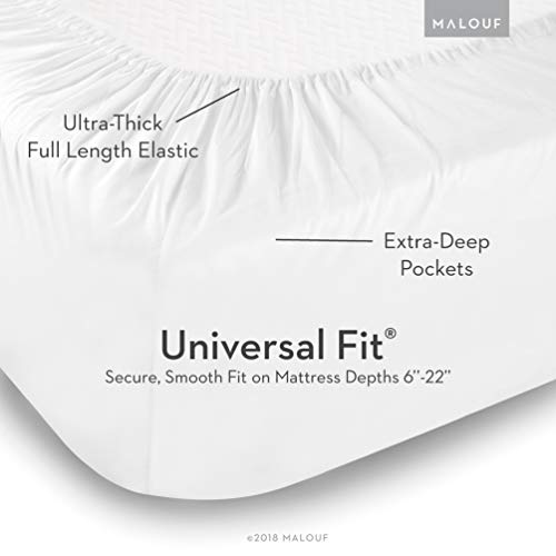 MALOUF Supima Premium Cotton Sheets-100 Percent American Grown Long Staple-Sateen Weave-Extra Deep Pockets-Single Ply-600 Thread Count-King-Charcoal, King MALOUF