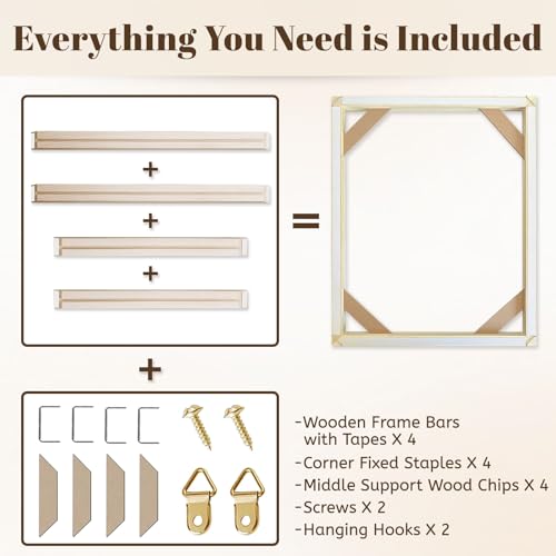 B.B.F MAKE Canvas Stretcher Bars 24x36 Inch Canvas Frames Kit, Sturdy Wood DIY Stretcher Bars for Oil Painting, Poster, Picture & Paint by Numbers, Gallery Wrap Wall Arts Supply Office Home Decor B.B.F MAKE