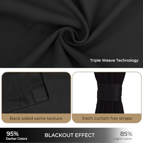 Room Divider Curtains Ceiling Track Sets Blackout Curtain Flexible Bendable Tracks for Patio Sliding Glass Door Bedroom Privacy Partition Separator, 1 Panel Black Drape and White Rail, W72 x L72 in Curtainsart