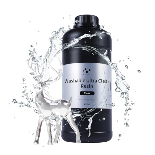 NOVA3D Ultra Clear Water Washable 3D Printer Resin High Precision 405nm LCD UV Fast Curing 3D Printing Resin for LCD DLP Resin 3D Printers, Resist Yellowing & Low Odor (Ultra Clear, 1kg) NOVA3D