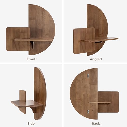 Behomes Soluna Solid Wood Floating Nightstand, Wall Mounted Nightstand, Floating Bedside Table for Bedroom and Living Room, Modern Rustic Wood Night Stand, Small Floating Shelf Accent, Walnut Behomes Furniture