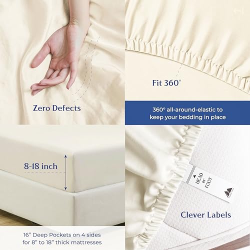 Mayfair Linen 100% Organic Cotton Sheets Full Size - 4 PC Organic Cotton Percale Sheets Full Set (Ivory), Crisp, Soft, Cooling & Breathable Bedsheets, 16" Deep Pocket Hotel Bedding - GOTS Certified Mayfair Linen