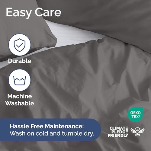 Duvet Cover Twin/Twin XL Size - Extra Soft Twin/Twin XL Size Duvet Cover - Breathable, Easy Care and Fade Free with Zipper Closures & Ties - 68" x 90" Inches - (Dark Grey) Comforter Not Included CGK Unlimited