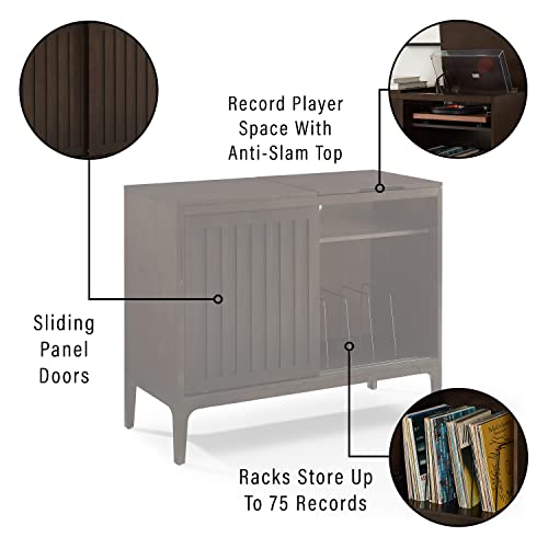 Crosley Furniture Asher Media Console and Record Player Stand with Storage for Vinyl Records, Dark Brown Crosley Furniture