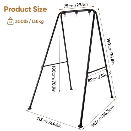 SELFLA Foldable Hammock Stand, Portable Hammock Chair Stand, Heavy Duty Folding Hammock Frame for Indoor or Outdoor, 300 lbs Capacity, Easy to Assemble & Store (Hammock Chair not Included) SELFLA