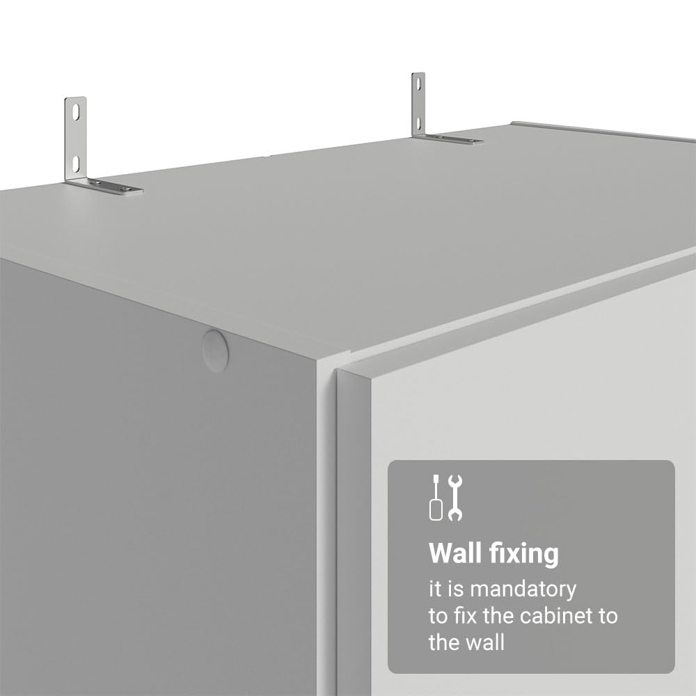 Madesa Pantry Storage Cabinet Armoire Closet with 2 Doors and 5 Utility Shelves 23" L Inch Wooden Organization Unit for Bedroom, Office, Laundry Room, Kitchen, and Garage (White) Madesa