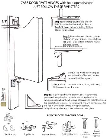 Swinging Cafe Doors Premade Cafe Doors - Interior Doors for Home, Western Swinging Doors, Wooden Saloon Doors - 1-1/8" Pine Wood Louvered Door W/Hinges Included (24"x42", Brass Hardware) Swinging Cafe Doors