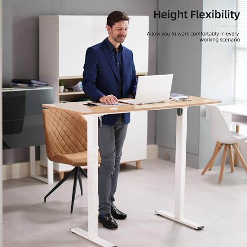 PiomuDek Standing Desk Frame with 330lbs Powerful Dual Motor, Electric Adjustable Height Computer Table Legs, Sit Stand Up Desk Base with Memory Controller, for Home Office, White,ED04NW (Frame Only) PiomuDek
