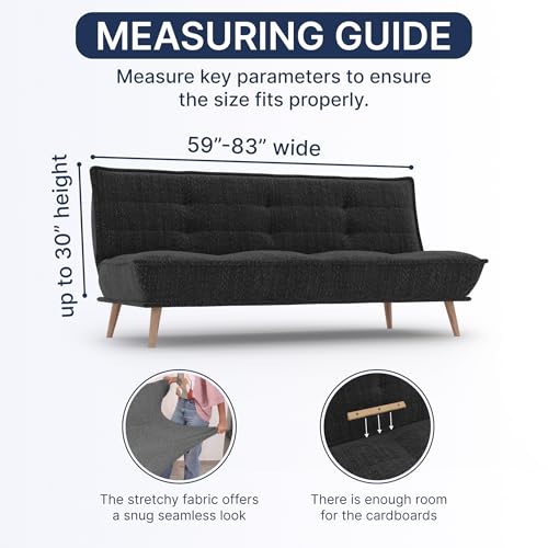 PAULATO BY GA.I.CO. Futon Cover - Armless Couch Cover Sofa Bed Slipcover Without Armrest - Soft Fabric Covers - 1-Piece Form Fit Stretch Futon Protector for Kid Pet - Microfibra - Dark Grey PAULATO BY GA.I.CO.